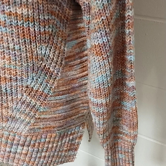 SO  XL Pastel Chunky Knit Mock Cowl Neck Sweater Tunic Side Slits - Picture 2 of 11